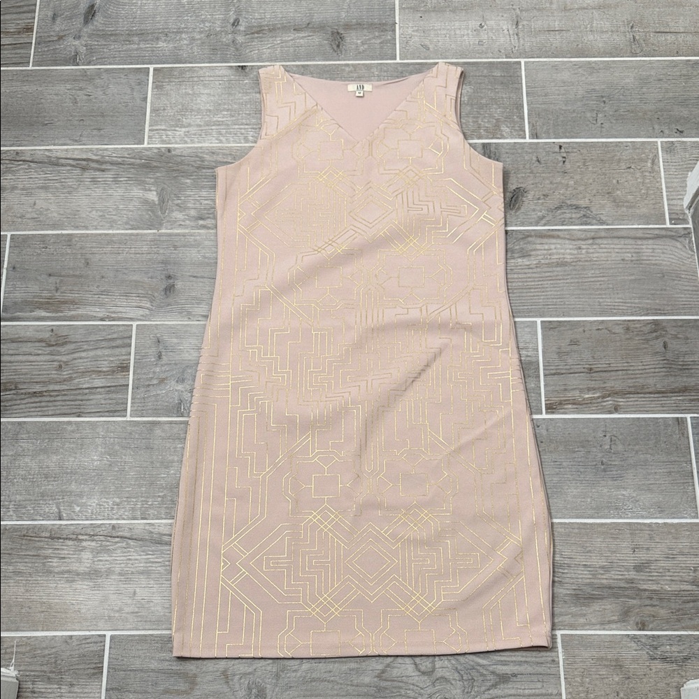 AND Pink and Gold Midi Dress